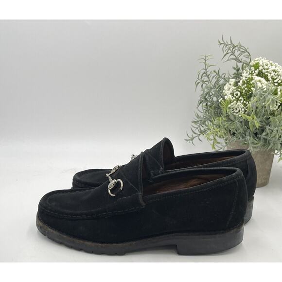 Gucci Women 1955 Horsebit Accent Black Suede Lugged Sole Loafers Size: 5D - Picture 9 of 16